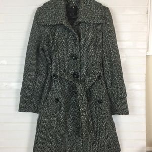 NWOT GUESS Black White Long Coat size M